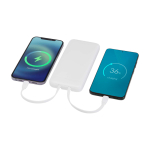 Powerbank de plástico reciclado com 2 cabos 10 000 mAh cor branco terceira vista