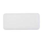 Powerbank de plástico reciclado com 2 cabos 10 000 mAh cor branco terceira vista frontal