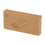 Powerbank de plástico reciclado com 2 cabos 10 000 mAh cor branco segunda vista com caixa