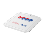 Raspador de gelo com forma retangular de plástico reciclado cor branco vista impressão tampografia