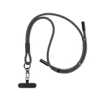 Lanyard de plástico e nylon com carga e presilhas ajustáveis cor branco/preto