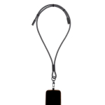 Lanyard de plástico e nylon com carga e presilhas ajustáveis cor branco/preto