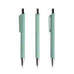 Caneta ergonómica, corpo triangular, acabamento borracha, tinta preta