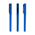 Roller reciclado com corpo de borracha e escrita macia, tinta preta cor azul real