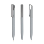 Caneta acabamento borracha clipe metálico efeito espelho, tinta preta