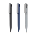 Caneta acabamento borracha clipe metálico efeito espelho, tinta preta