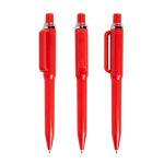 Caneta de ABS reciclado com mecanismo de botão, tinta azul cor vermelho