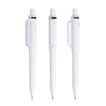 Caneta de ABS reciclado com mecanismo de botão, tinta azul cor branco