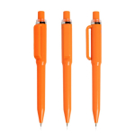 Caneta de ABS reciclado com mecanismo de botão, tinta azul cor cor-de-laranja