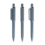 Caneta de ABS reciclado com mecanismo de botão, tinta azul cor cinzento-escuro