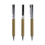 Caneta giratória de aço inoxidável e resíduos de chá, tinta preta cor prateado