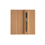 Caneta giratória de aço inoxidável e resíduos de chá, tinta preta