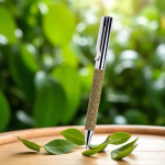 Caneta giratória de aço inoxidável e resíduos de chá, tinta preta