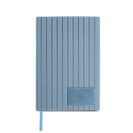 Caderno de PU texturizado e aplique personalizável, folhas A5 lisas cor azul-claro