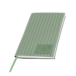 Caderno de PU texturizado e aplique personalizável, folhas A5 lisas cor verde oliva