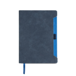 Caderno ecológico com porta-caneta lateral, folhas A5 lisas cor azul-marinho