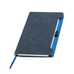Caderno ecológico com porta-caneta lateral, folhas A5 lisas cor azul-marinho