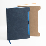 Caderno ecológico com porta-caneta lateral, folhas A5 lisas