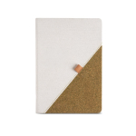 Caderno de algodão reciclado com caneta de chá verde, folhas A5 lisas cor bege