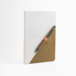 Caderno de algodão reciclado com caneta de chá verde, folhas A5 lisas