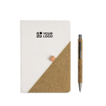 Caderno de algodão reciclado com caneta de chá verde, folhas A5 lisas