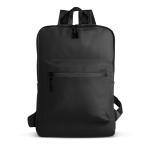 Mochila de pele de PU com design fino e acabamento elegante 15,6” cor preto