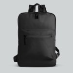 Mochila de pele de PU com design fino e acabamento elegante 15,6” cor preto