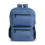 Mochila de pele de PU com bolsos frontais e laterias de rede 15,6” cor azul-marinho