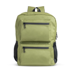 Mochila de pele de PU com bolsos frontais e laterias de rede 15,6” cor verde oliva