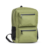 Mochila de pele de PU com bolsos frontais e laterias de rede 15,6” cor verde oliva