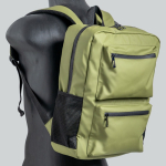 Mochila de pele de PU com bolsos frontais e laterias de rede 15,6” cor verde oliva