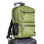 Mochila de pele de PU com bolsos frontais e laterias de rede 15,6”