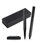 Conjunto de caneta e roller de aço e alumínio com relevo, tinta preta cor preto