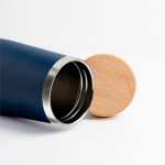 Garrafa térmica de aço inoxidável com tampa de bambu natural 550 ml