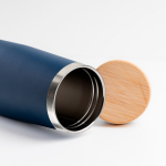 Garrafa térmica de aço inoxidável com tampa de bambu natural 550 ml