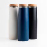 Garrafa térmica de aço inoxidável com tampa de bambu natural 550 ml