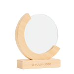 Troféu de madeira e vidro com aspecto circular e caixa-oferta