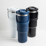 Copo térmico de aço inoxidável com tampa dupla e pega dobrável 900 ml