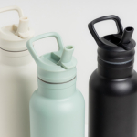 Garrafa térmica de aço inoxidável, pega fixa, palhinha dobrável 500 ml