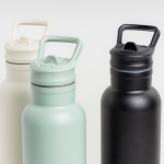 Garrafa térmica de aço inoxidável, pega fixa, palhinha dobrável 500 ml