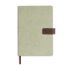 Agenda diária com capa de linho e fecho magnético tipo A5 cor verde-claro