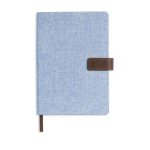 Agenda diária com capa de linho e fecho magnético tipo A5 cor azul-claro
