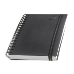 Agenda diária A5 com capa em pele sintética e dupla argola cor cinzento-escuro