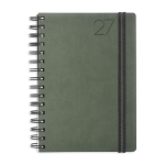 Agenda diária A5 com capa em pele sintética e dupla argola cor verde bosque