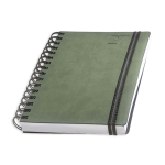 Agenda diária A5 com capa em pele sintética e dupla argola cor verde bosque