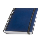 Agenda diária A5 com capa em pele sintética e dupla argola cor azul-marinho