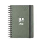 Agenda diária A5 com capa em pele sintética e dupla argola