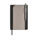 Agenda diária A5 com capa em pele sintética e bolso interior cor cinzento-claro