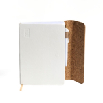 Agenda diária A5 com capa em pele sintética e aba em cortiça cor branco