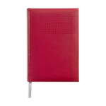 Agenda diária A5 com capa em pele sintética e fita cor vermelho